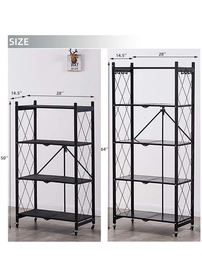 Generic 4-Tier Storage Shelves, Collapsible Metal Shelf Organizer for Garage/Pantry/Kitchen/Sunroom Foldable Shelving Unit.  - Image 3