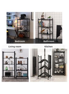 Generic 4-Tier Storage Shelves, Collapsible Metal Shelf Organizer for Garage/Pantry/Kitchen/Sunroom Foldable Shelving Unit.  - Image 5