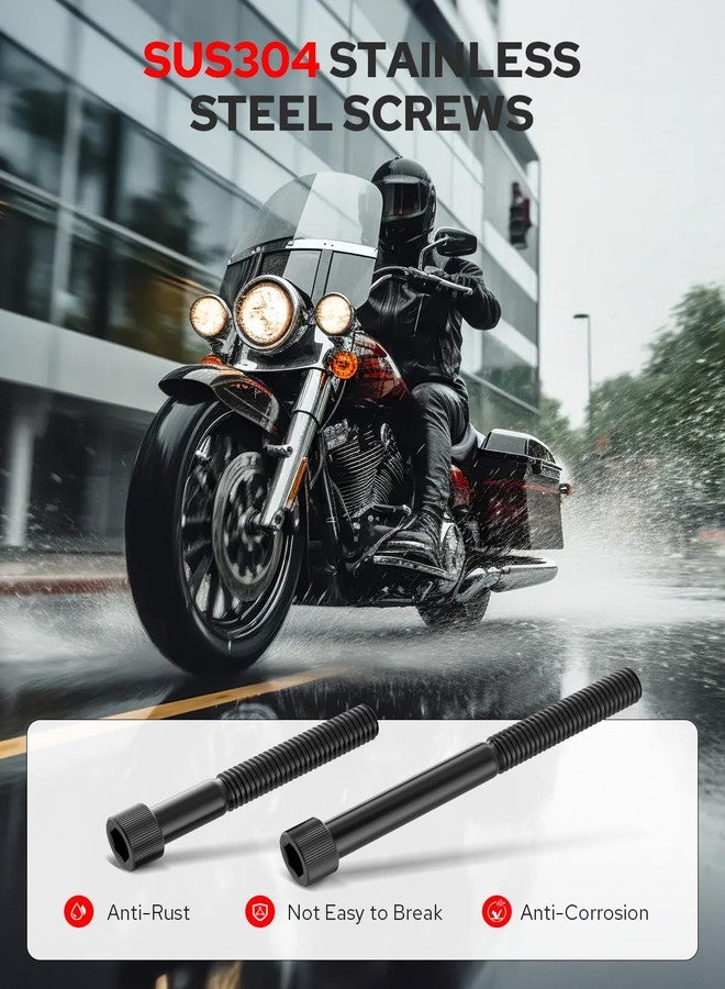 Benlari Driver Floorboard Extensions for Harley Touring Road King Electra Glide Road Glide 2009-2023, 1 Inch + 1.5 Inch Black - Image 4