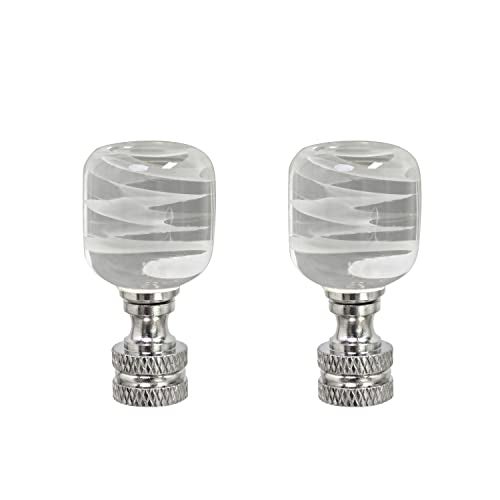Aspen Creative 24010-12 Clear with White Cloud Glass Lamp Finial in Nickel Finish, 2" Tall (2 Pack) - Image 1