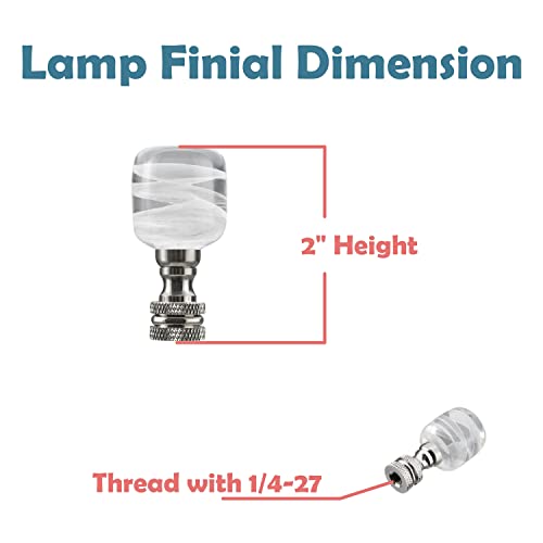 Aspen Creative 24010-12 Clear with White Cloud Glass Lamp Finial in Nickel Finish, 2" Tall (2 Pack) - Image 3