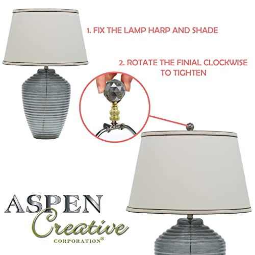 Aspen Creative 24010-12 Clear with White Cloud Glass Lamp Finial in Nickel Finish, 2" Tall (2 Pack) - Image 4