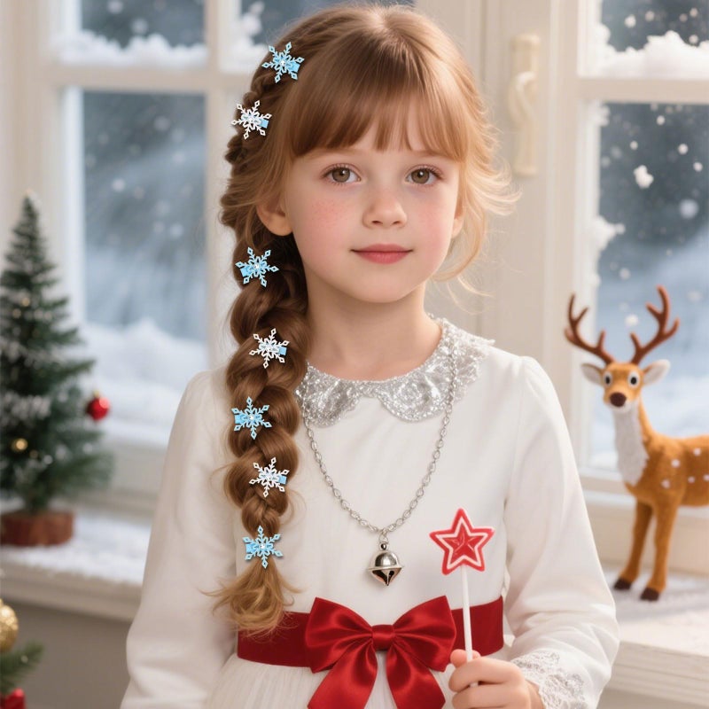 YISSION Sparkly Snowflake Hair Clips for Women & Girls - Ice-Style Glitter Hair Accessories for Dress Up, Winter & Party (8 Pieces) - Image 5