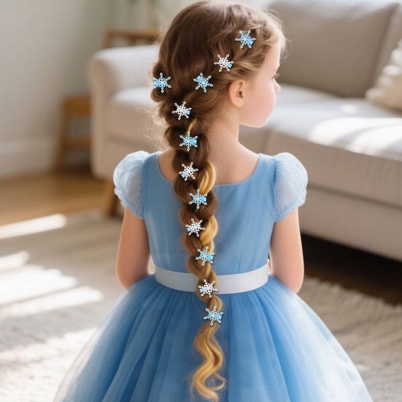 YISSION Sparkly Snowflake Hair Clips for Women & Girls - Ice-Style Glitter Hair Accessories for Dress Up, Winter & Party (8 Pieces) - Image 4