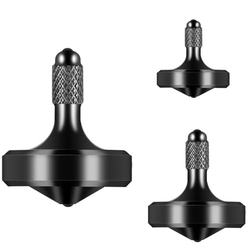 CHEETOP Exquisite Metal Spinning Top Nicely Machined Stainless Steel Fidget Toy Perfect Balance Spin Time for Over 9 Mins Waste Time Efficiently Easy to Work Black 3PCS LargeMediumSmall - Image 1