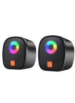 Kisonli RGB Gaming PC Mini USB Speaker Black X11  - Image 1