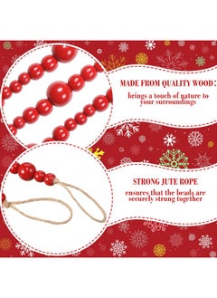 Giegxin Giegxin 32.8 Feet Christmas Wooden Bead Garland Xmas Tree Beads Garland Rustic Wood Beaded Garland Farmhouse Bead Decor for Christmas Holiday Rustic Home Decoration(Red,1 Pcs)  - Image 3