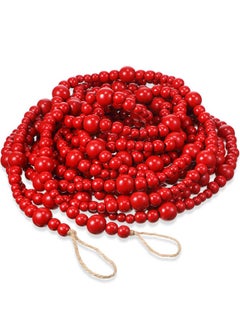 Giegxin Giegxin 32.8 Feet Christmas Wooden Bead Garland Xmas Tree Beads Garland Rustic Wood Beaded Garland Farmhouse Bead Decor for Christmas Holiday Rustic Home Decoration(Red,1 Pcs)  - Image 1