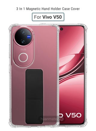 Vivo V50 Magnetic Case With Hand Grip Holder & Kickstand - Strong Grip for Magnetic Car Holder, Stylish & Functional, Ultimate Convenience & Hands-Free Viewing - Clear/Black - pzsku/ZF6CDF7DF8EC1DAF9E6F8Z/45/1749053859/9b42e35c-0ca3-42d0-a175-fe525726818b