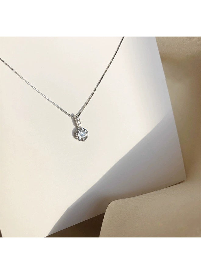White Gold Plated Cubic Zirconia Diamond Pendant Necklace Adjustable Slider for Women with Luxury Gift Box, Perfect Gift for Girls Women - Image 1