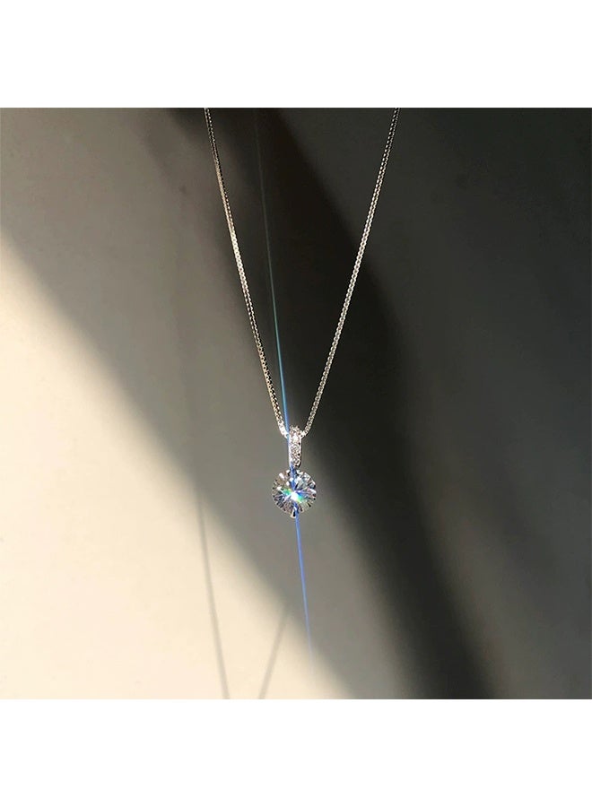 White Gold Plated Cubic Zirconia Diamond Pendant Necklace Adjustable Slider for Women with Luxury Gift Box, Perfect Gift for Girls Women - Image 2