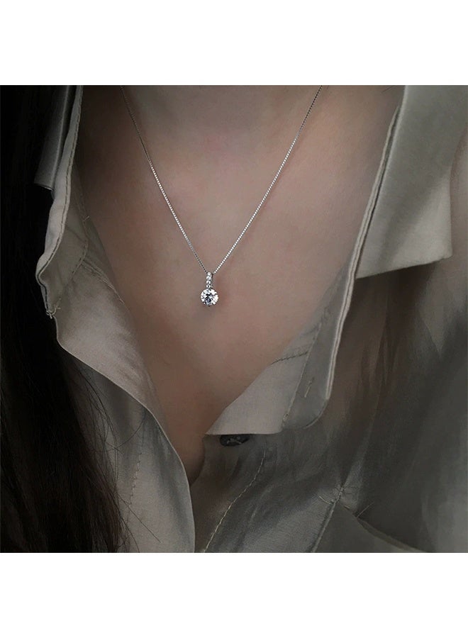 White Gold Plated Cubic Zirconia Diamond Pendant Necklace Adjustable Slider for Women with Luxury Gift Box, Perfect Gift for Girls Women - Image 3