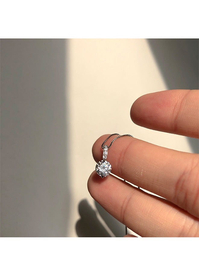 White Gold Plated Cubic Zirconia Diamond Pendant Necklace Adjustable Slider for Women with Luxury Gift Box, Perfect Gift for Girls Women - Image 5