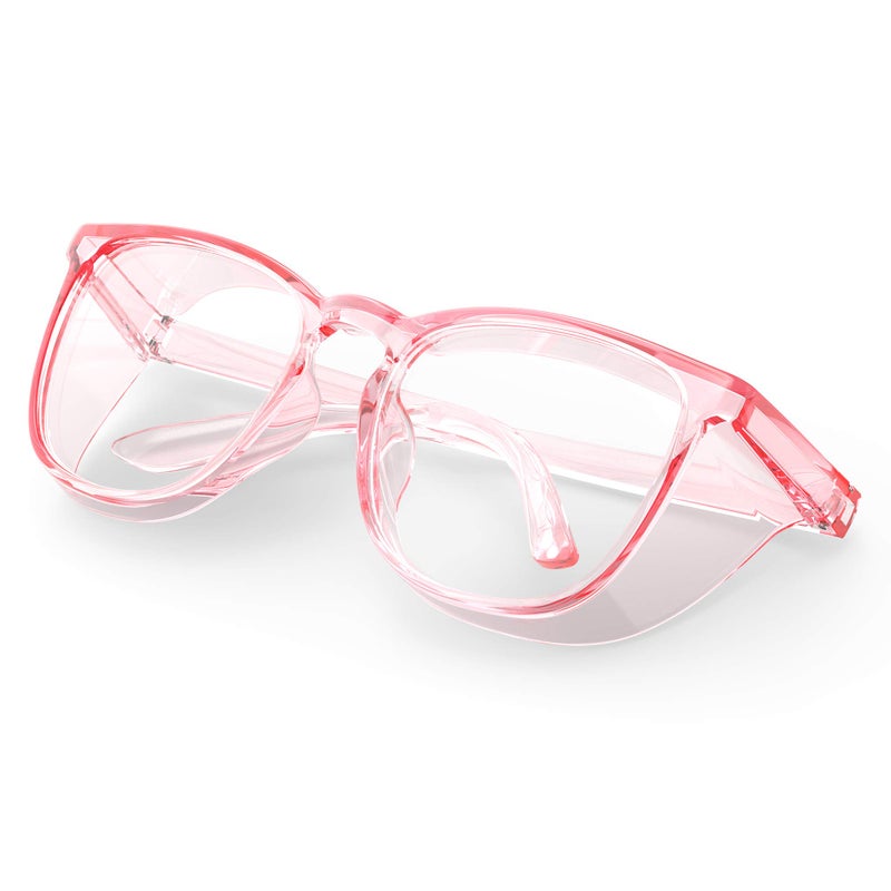 MEIGIX Stylish Safety Glasses Clear AntiFog AntiScratch Protective Glasses For Men And Women Pink