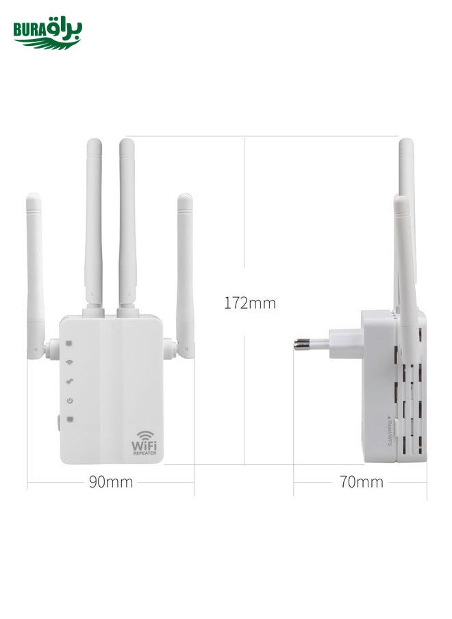 5G/2.4G 1200Mbps WiFi Range Extender WiFi Repeater With 2 Ethernet Ports EU Plug Black