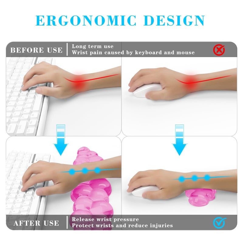 KEPUTAIER Gel Cloud Keyboard and Mouse Wrist Rest, Cute Wrist Support and Arm Support Keyboard Rest for Keyboard and Mouse Typing Pain Reliefï¼ŒSuitable for Office/Computer/Laptop/Gaming (Pink) - Image 2