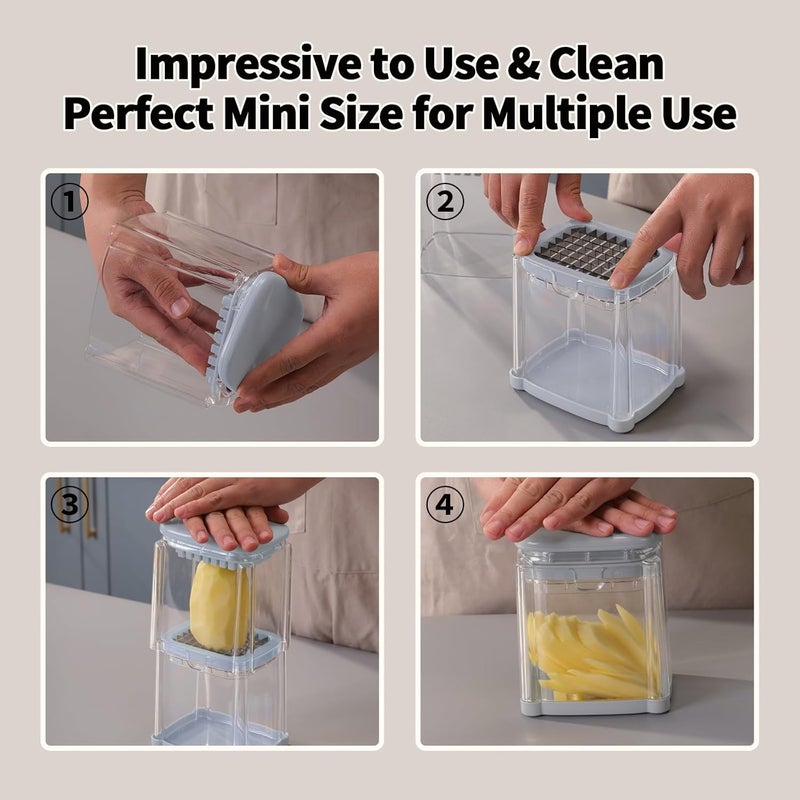 Solucky French Fry Cutter, Potato Onion Cutter, Professional Homestyle Vegetable Chopper Dicer, Great for Potatoes Carrots Cucumbers Zucchini Pepper (Light Blue) - Image 4