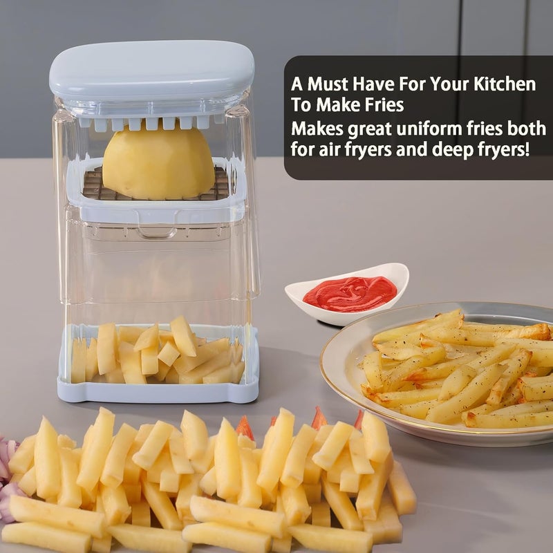 Solucky French Fry Cutter, Potato Onion Cutter, Professional Homestyle Vegetable Chopper Dicer, Great for Potatoes Carrots Cucumbers Zucchini Pepper (Light Blue) - Image 5