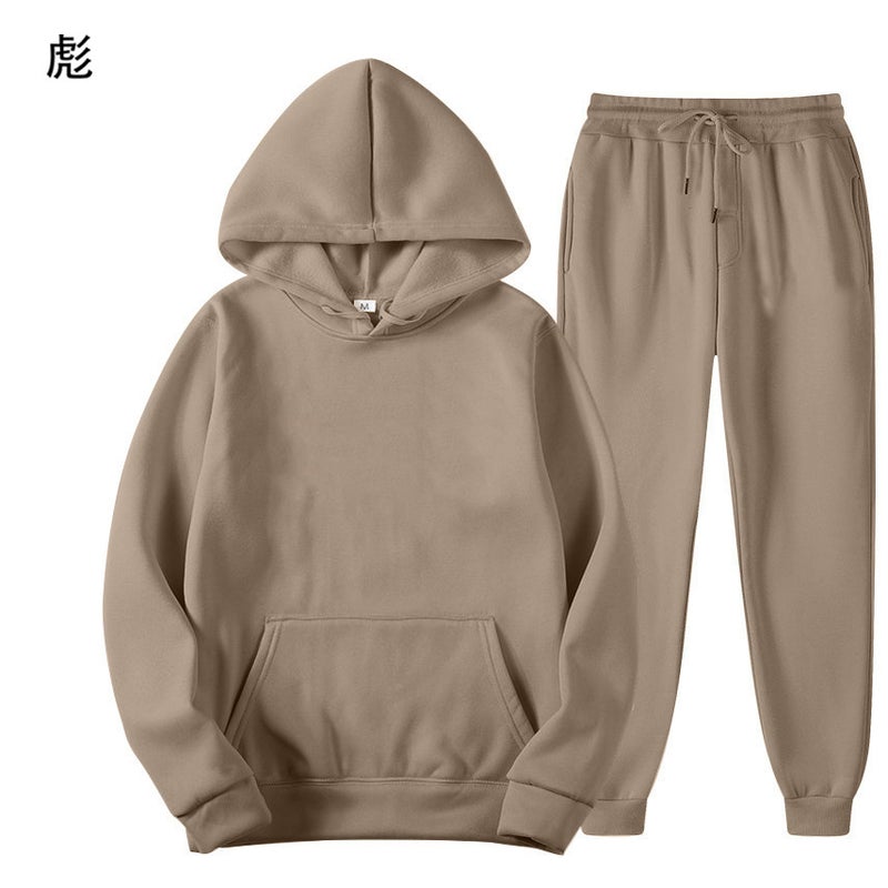 Light Version 220g Fabric Plus Size Sweatshirt Suit for Men and Women, Pure Color Trendy Brand Loose Couple Fleece Suit 26 camel 