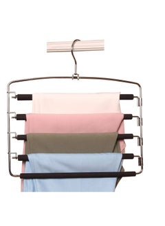 Excefore Pants Hangers 5 Layers Multi Trouser Hangers Space Saving Hangers Stainless Steel Non-Slip Foam Padded Swing Arm for Pants Trousers Jeans Scarves Skirts  - Image 1