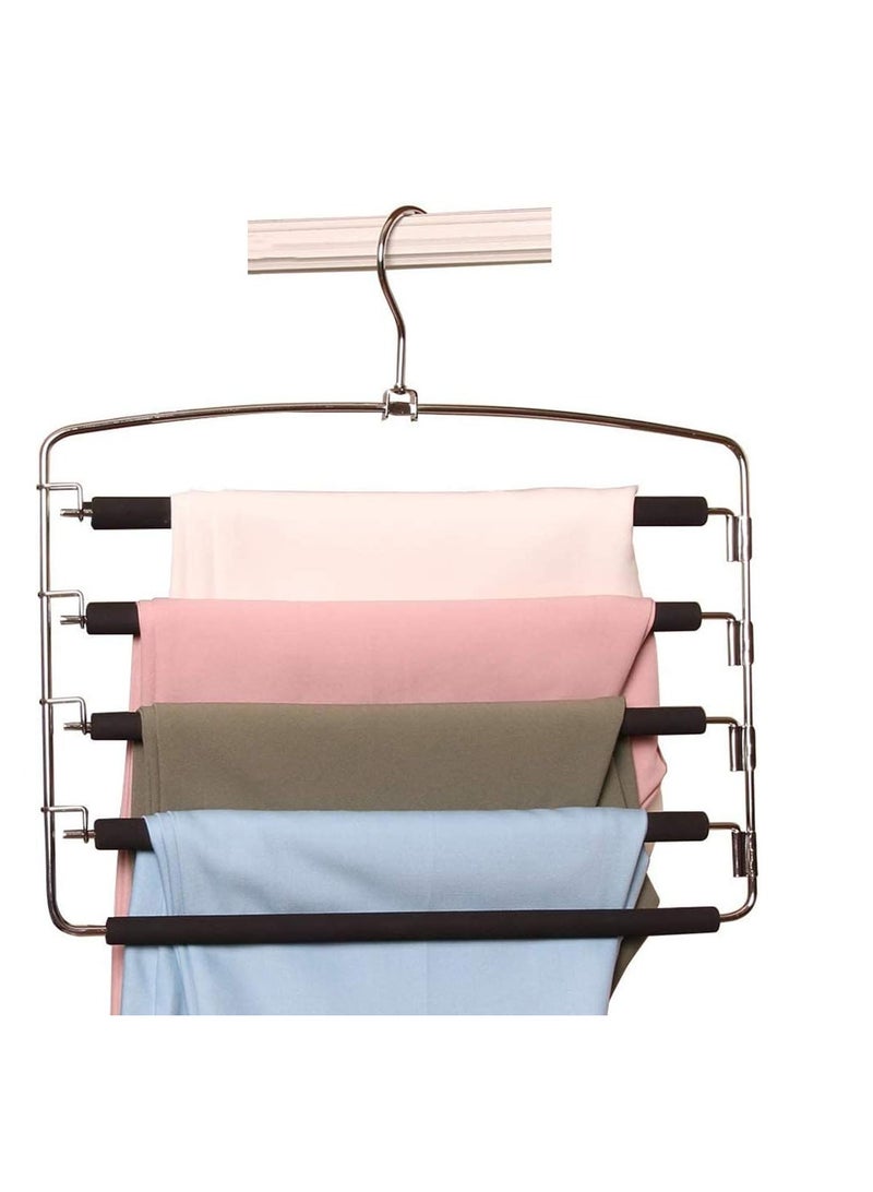 Excefore Pants Hangers 5 Layers Multi Trouser Hangers Space Saving Hangers Stainless Steel Non-Slip Foam Padded Swing Arm for Pants Trousers Jeans Scarves Skirts - Image 1
