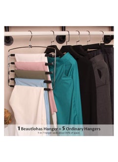 Excefore Pants Hangers 5 Layers Multi Trouser Hangers Space Saving Hangers Stainless Steel Non-Slip Foam Padded Swing Arm for Pants Trousers Jeans Scarves Skirts  - Image 5