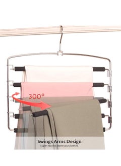 Excefore Pants Hangers 5 Layers Multi Trouser Hangers Space Saving Hangers Stainless Steel Non-Slip Foam Padded Swing Arm for Pants Trousers Jeans Scarves Skirts  - Image 3