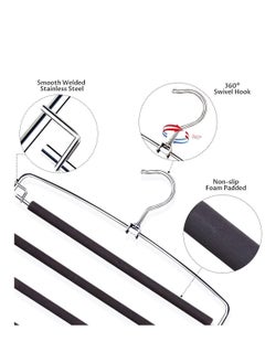 Excefore Pants Hangers 5 Layers Multi Trouser Hangers Space Saving Hangers Stainless Steel Non-Slip Foam Padded Swing Arm for Pants Trousers Jeans Scarves Skirts  - Image 2