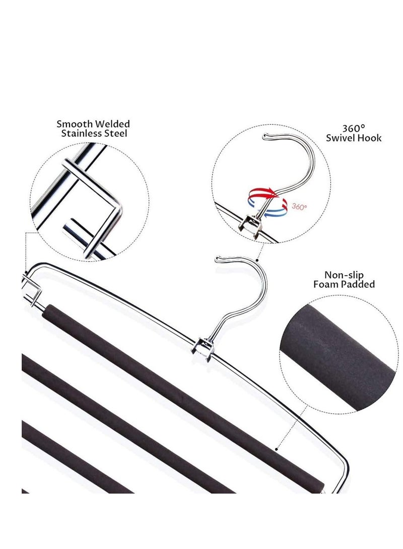 Excefore Pants Hangers 5 Layers Multi Trouser Hangers Space Saving Hangers Stainless Steel Non-Slip Foam Padded Swing Arm for Pants Trousers Jeans Scarves Skirts - Image 2