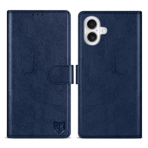 ZZXX for iPhone 16 Wallet Case with [RFID Blocking] Card Slot Kickstand Magnetic Closure Leather Flip Fold Protective Phone Case for iPhone 16 Case Wallet(Blue-6.1 inch) - Image 1
