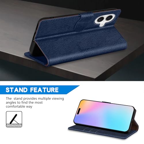ZZXX for iPhone 16 Wallet Case with [RFID Blocking] Card Slot Kickstand Magnetic Closure Leather Flip Fold Protective Phone Case for iPhone 16 Case Wallet(Blue-6.1 inch) - Image 5
