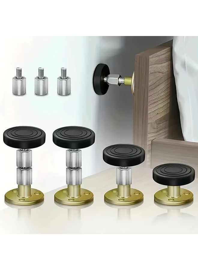 4 Pcs Adjustable Headboard Stoppers 47-64mm And 67-87mm Threaded Bed Frame Anti Shake Tool For Wall Fixing - Image 1