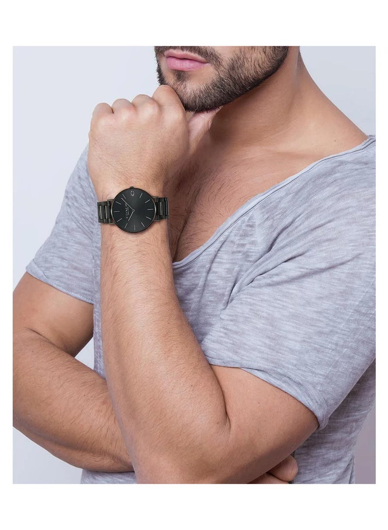 COACH Charles Black Dial Black Steel Strap Watch for Men - 14602431 - Image 5