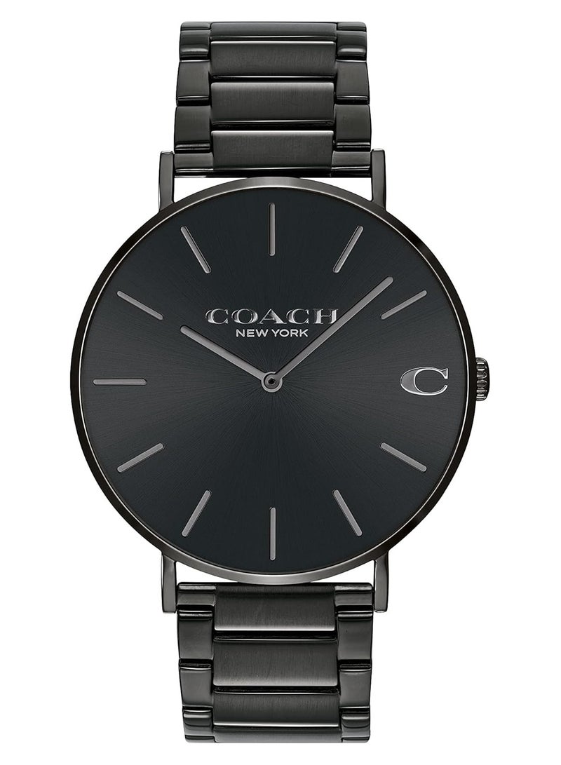 COACH Charles Black Dial Black Steel Strap Watch for Men - 14602431 - Image 1