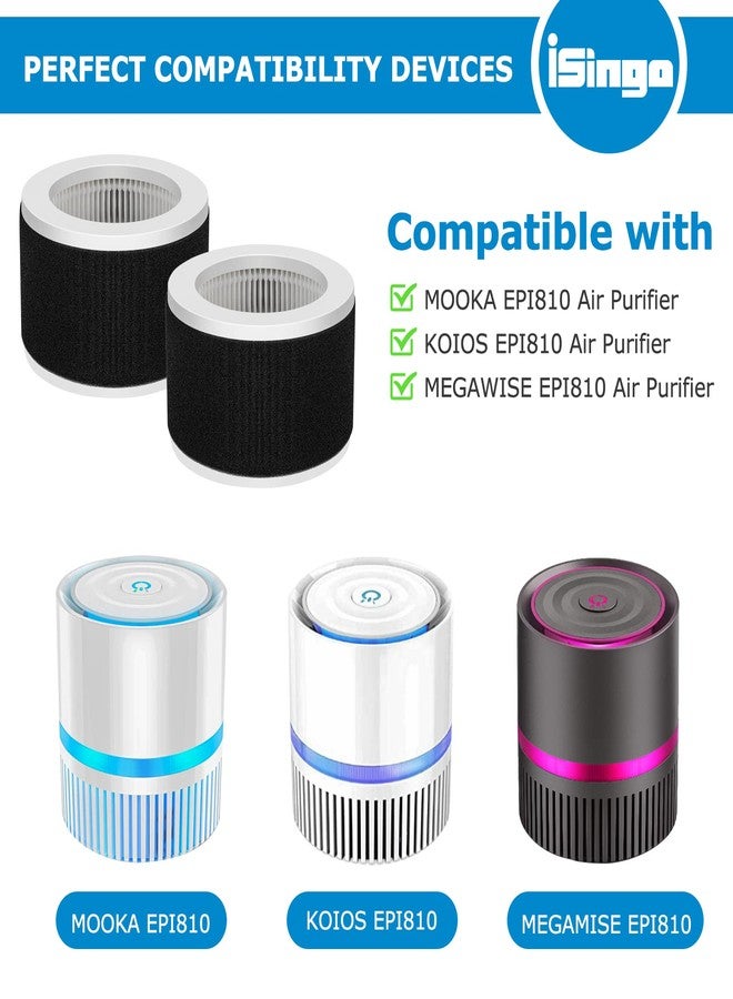 إيزينجو فلتر بديل EPI810 متوافق مع أجهزة تنقية الهواء KOIOS وMOOKA وMEGAWISE EPI810، مع فلتر HEPA ثلاثي في واحد لفلتر Mooka EPI810، عبوة من قطعتين - Image 2