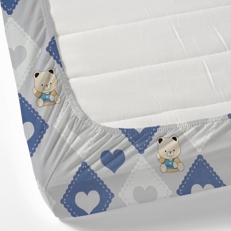 innovative edge Premium Designer Single Bed Mattress Protector - 100% Waterproof & Sweat Proof - Decorative 2-in-1 Fitted Sheet - All Around Elastic for Wrinkle-Free Bed Blue Teddy - Image 3