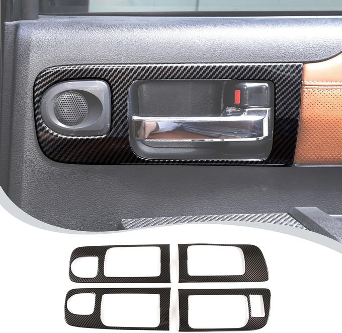 LLKUANG Car Inner Door Handle Frame Panel Cover Trim for Toyota Tundra 2014-2021 - Carbon Fiber ABS