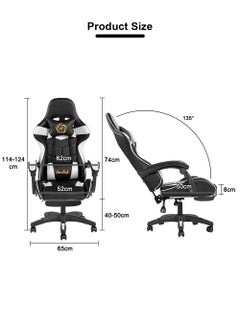 AnneFish Video Gaming Chair High Back Racing Ergonomic Computer With Neck and Lumbar Support Massage  Swivel Desk Office Chair Retractable Footrest for Gamers  - Image 2