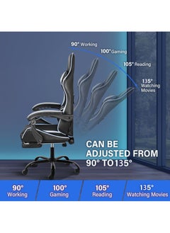 AnneFish Video Gaming Chair High Back Racing Ergonomic Computer With Neck and Lumbar Support Massage  Swivel Desk Office Chair Retractable Footrest for Gamers  - Image 4