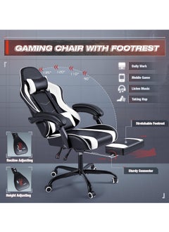 AnneFish Video Gaming Chair High Back Racing Ergonomic Computer With Neck and Lumbar Support Massage  Swivel Desk Office Chair Retractable Footrest for Gamers  - Image 3