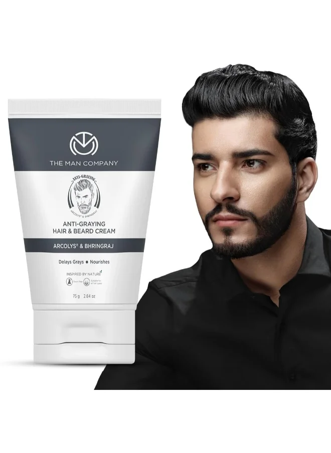 The Man Company Anti-Graying Hair And Beard Cream For Men, All Hair Types 75 G