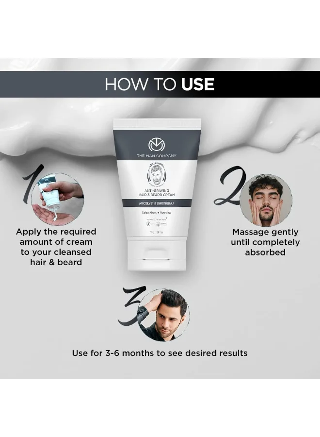 The Man Company Anti-Graying Hair And Beard Cream For Men, All Hair Types 75 G
