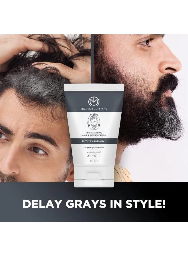 The Man Company Anti-Graying Hair And Beard Cream For Men, All Hair Types 75 G