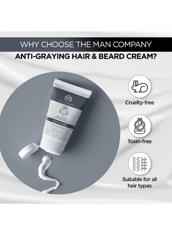 The Man Company Anti-Graying Hair And Beard Cream For Men, All Hair Types 75 G