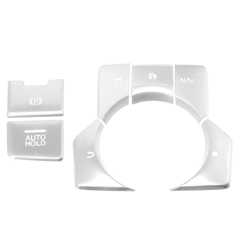 A ABSOPRO Car Center Console Gear Panel Multi-Media Handbrake Switch Cover Trim for Mazda CX-5 2017-2020 Silver Tone (Set of 7) - Image 1