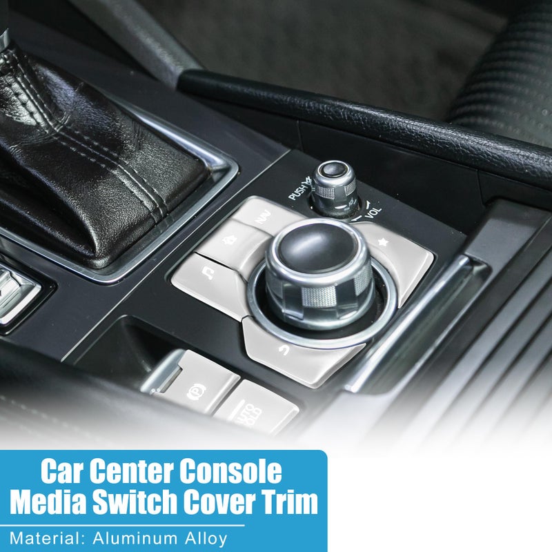 A ABSOPRO Car Center Console Gear Panel Multi-Media Handbrake Switch Cover Trim for Mazda CX-5 2017-2020 Silver Tone (Set of 7) - Image 2