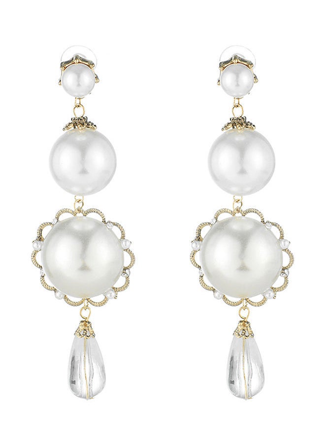 NIBEMINENT Alloy Dangle Earrings White/Gold  - Image 1