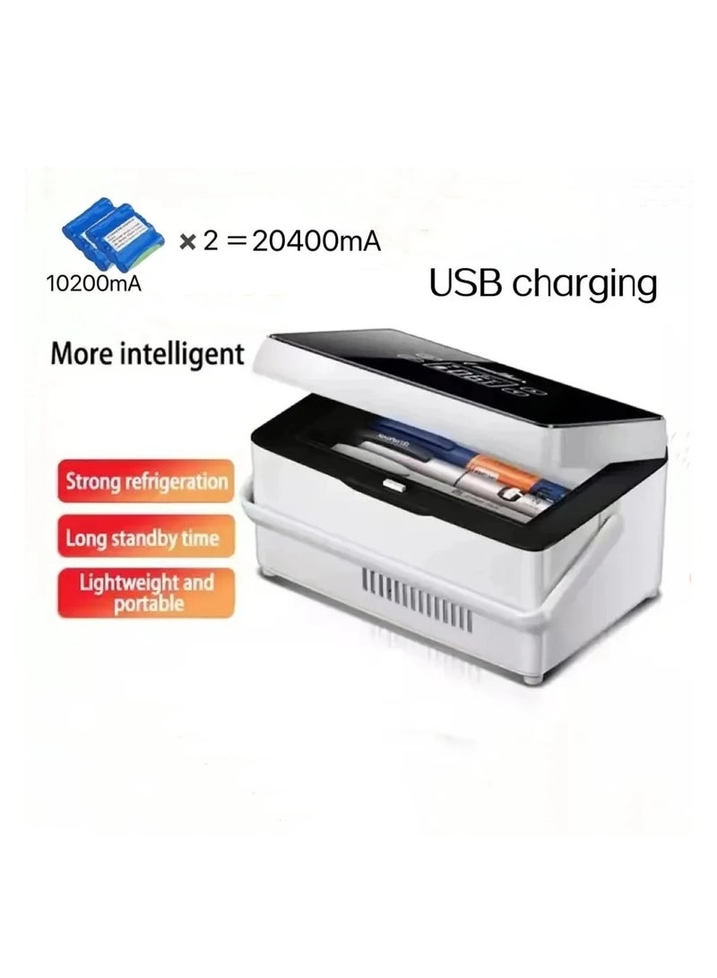 ثلاجة محمولة ثنائية الأغراض لشحن USB ومحول للشحن، مثالية للاستخدام في السيارة والمنزل، مثالية لتخزين الأنسولين وهرمون النمو وأقلام الحقن وغيرها! - Image 1