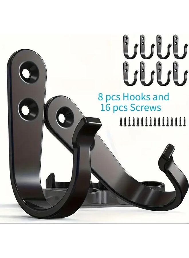 24 Pcs Heavy Duty Iron Hooks With Rust Proof Treatment 8 Hooks 16 Screws Wall Mounted Metal Hangers - Image 4