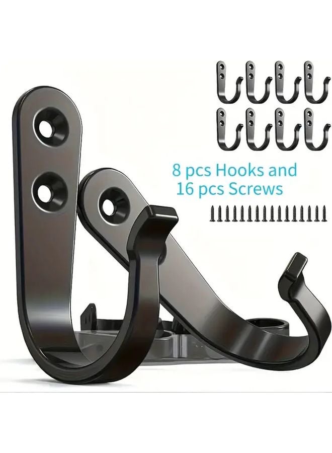 24 Pcs Heavy Duty Iron Hooks With Rust Proof Treatment 8 Hooks 16 Screws Wall Mounted Metal Hangers - Image 3